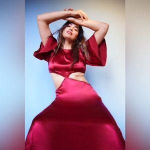 Silk Deep Red Cut-Out Reformation Dress!!